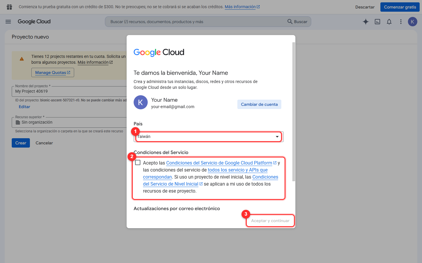 Paso 5: crea tu primer proyecto en Google Cloud